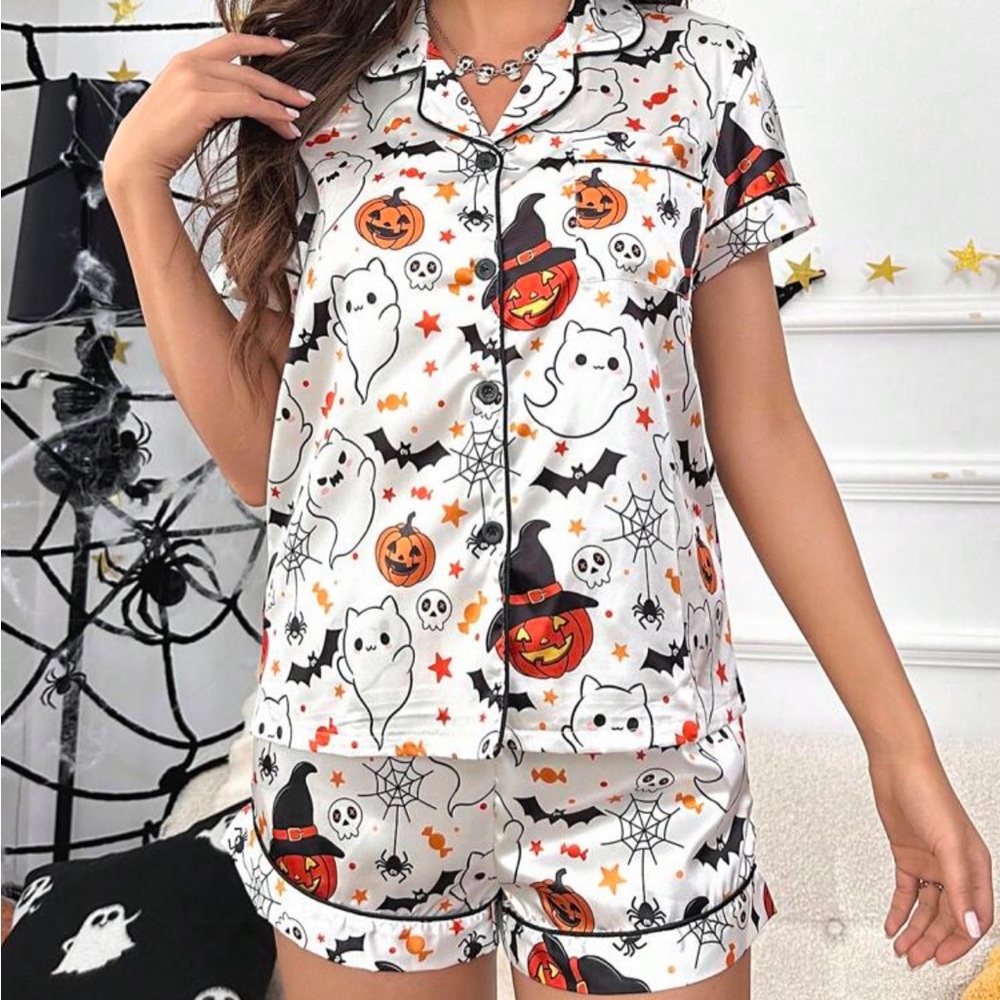 SHEIN Halloween Satin PJ Set
